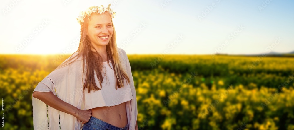 戴着花冠的美女的合成图像