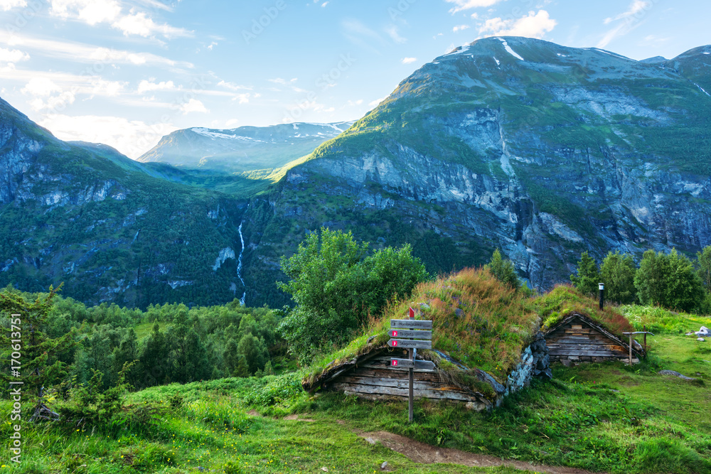 The grass-roofed houses in Norway