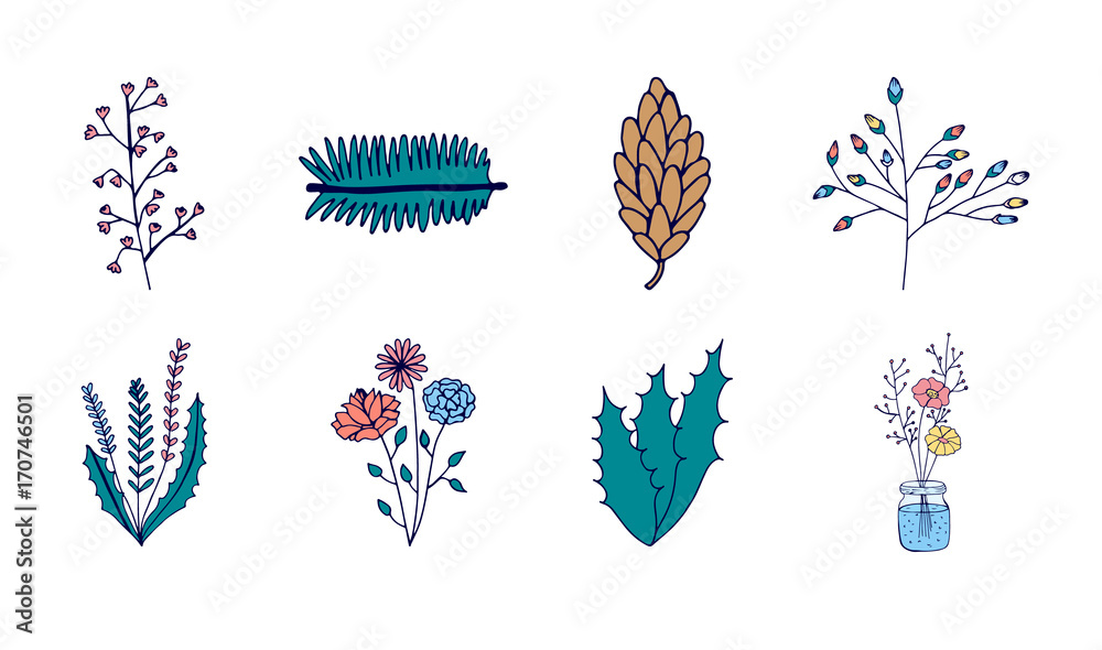 Vector icon set of plants icon