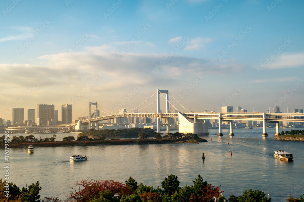 Tokyo Tower and Rainbow Bridge in Japan