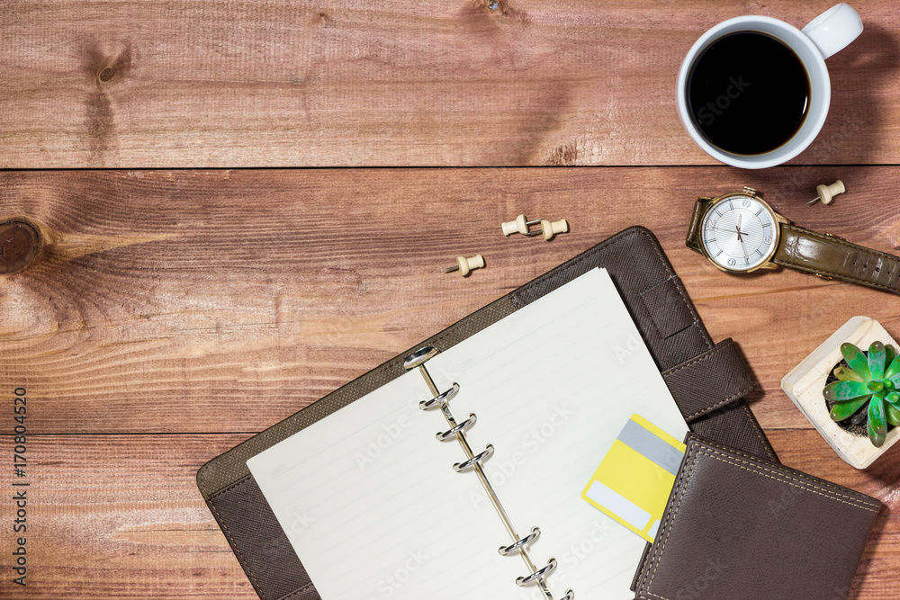 Supplies and gadgets on desk table.Online shopping concept.