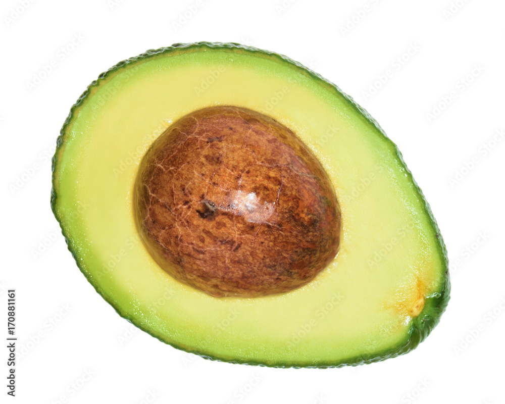 Avocado isolated on white without shadow