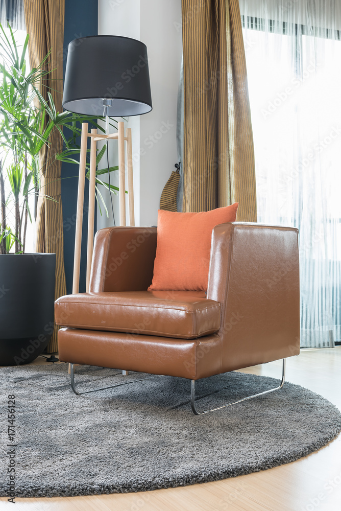 modern chair with black lamp in modern living room