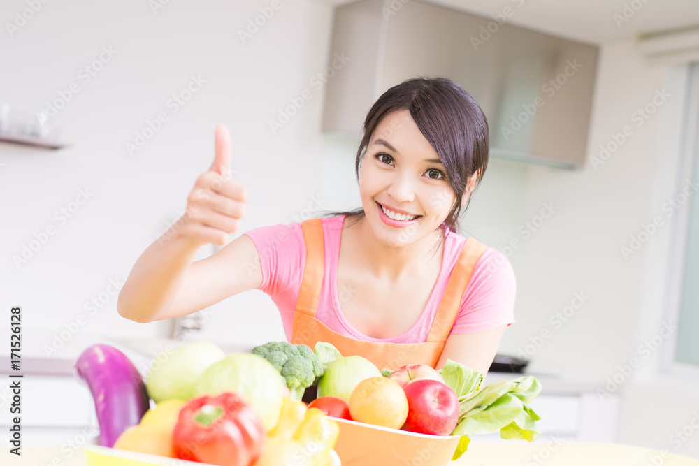 beauty housewife in kitchen