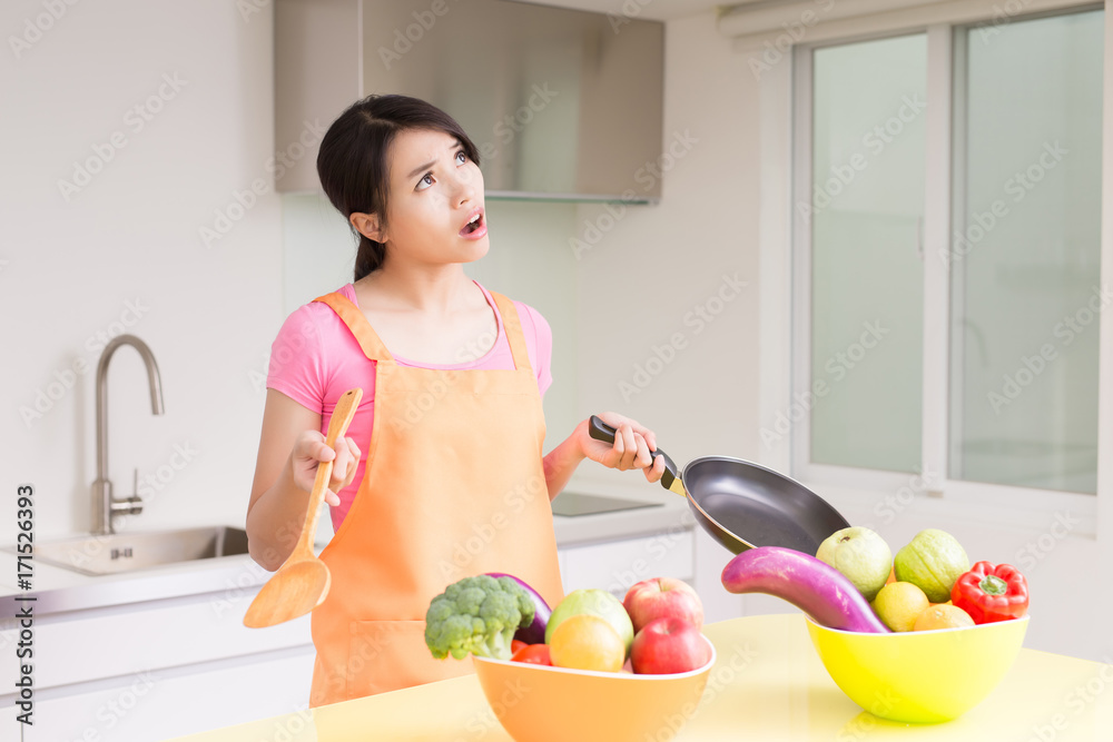 beauty housewife in kitchen