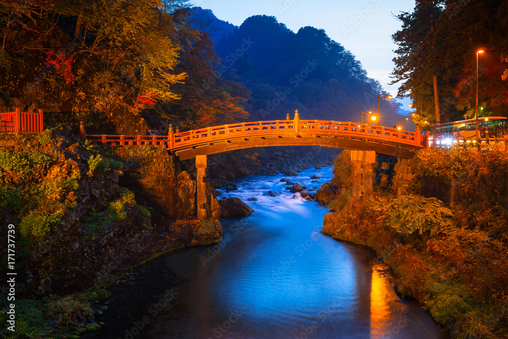 Shinkyo Bridge during autumn in Nikko, Tochigi, Japan