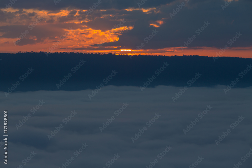 Fog Landscape , Sunrise mornings landscape , Nongkhai Thailand