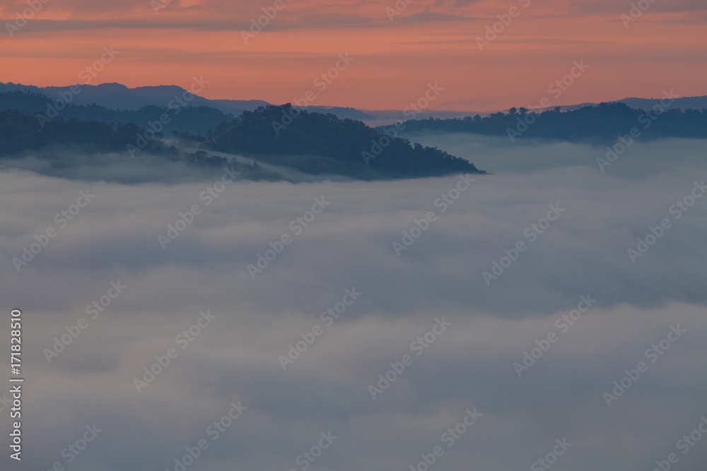 Fog Landscape , Sunrise mornings landscape , Nongkhai Thailand