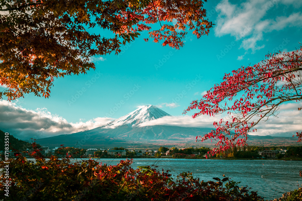 日本秋色富士山