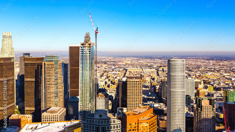 Aerial view of a Downtown Los Angeles