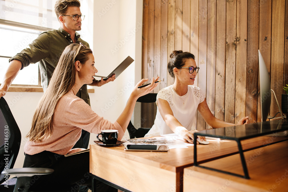  Startup business team working on computer