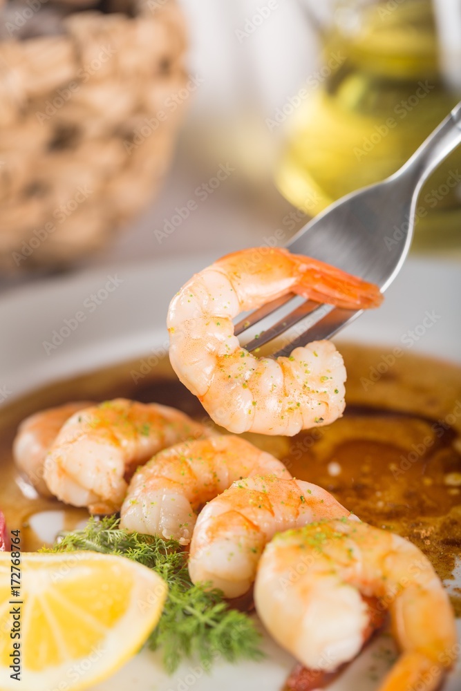 Prepared shrimp.