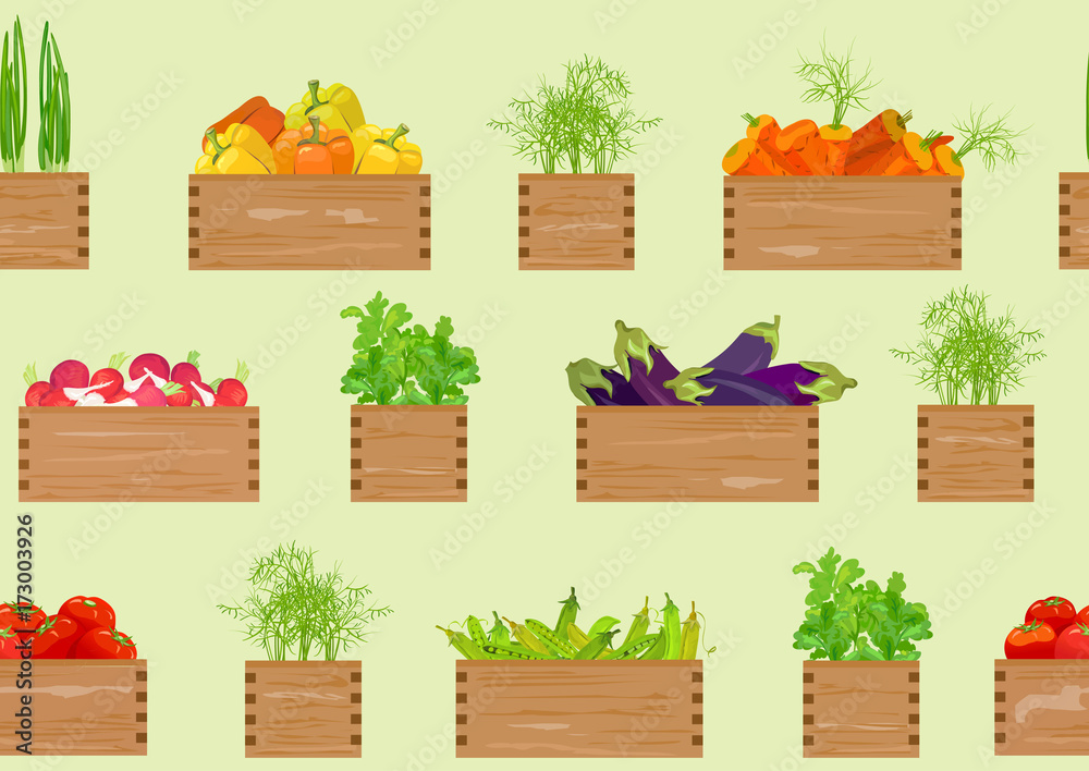 Seamless background, vegetable shop