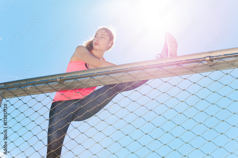 Attractive woman doing outdoor training workout