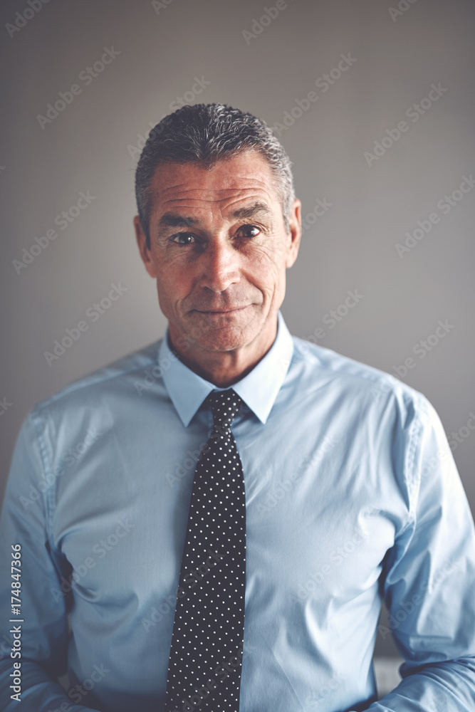 Focused mature businessman wearing a shirt and tie