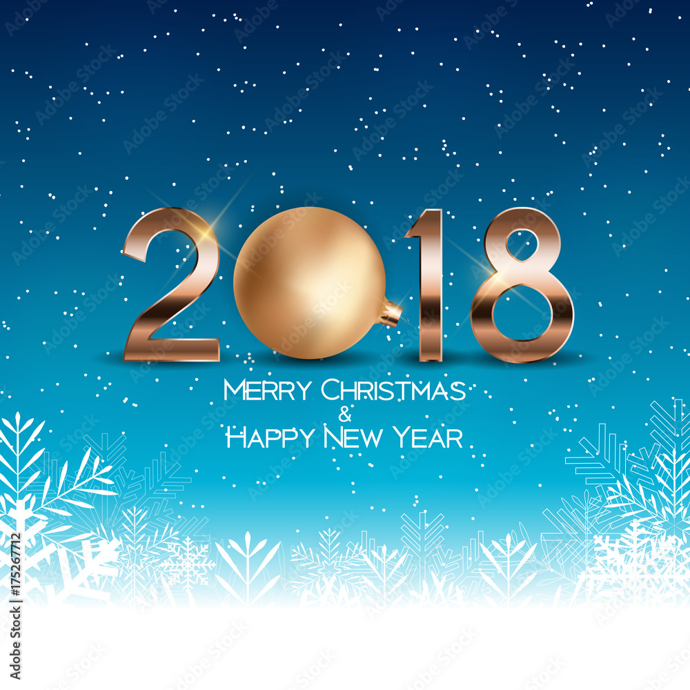 Abstract Beauty Christmas and 2018 New Year Background. Vector Illustration