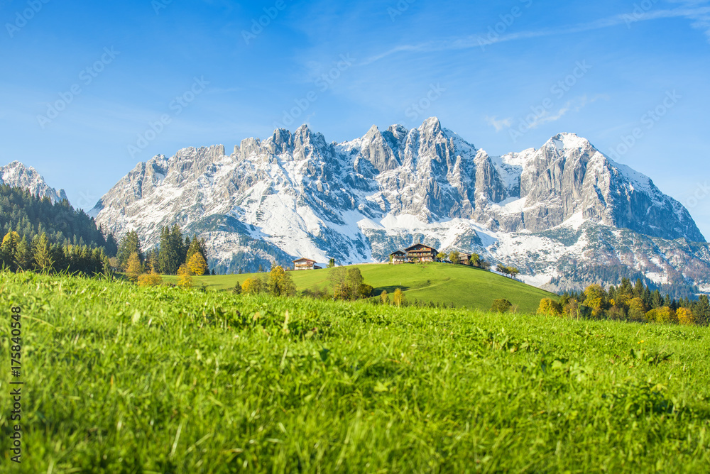 Austrian mountain farm in autumn, Kitzbühel, Tyrol, Austria