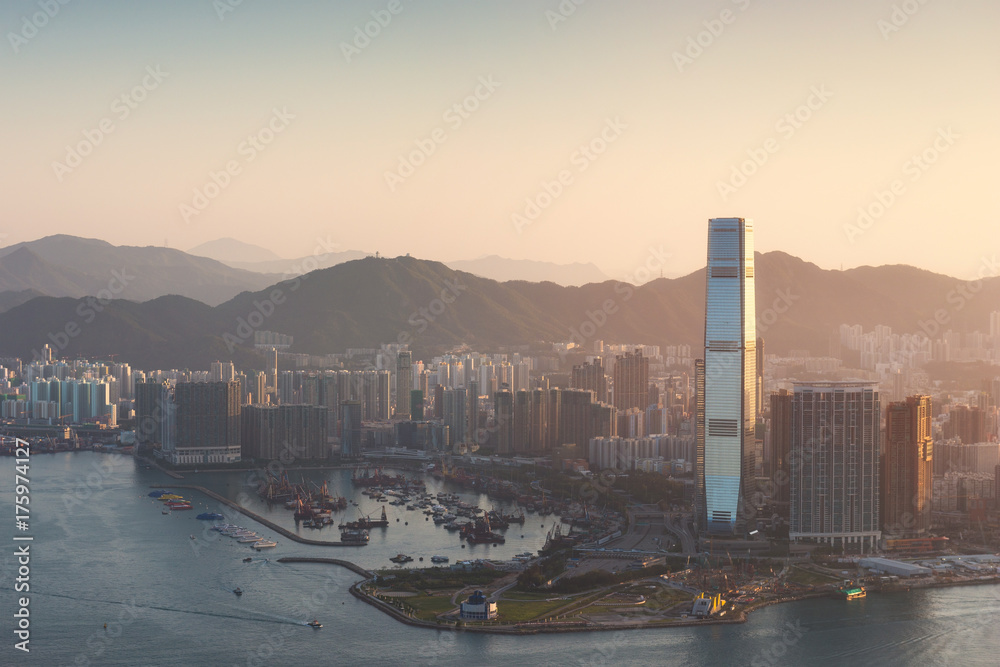 香港日出天际线