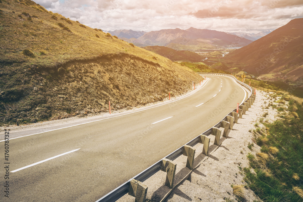 Winding empty road on the mountain