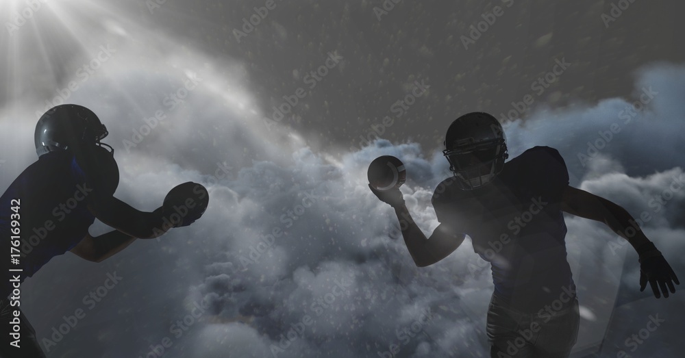 american football players shadow in clouds