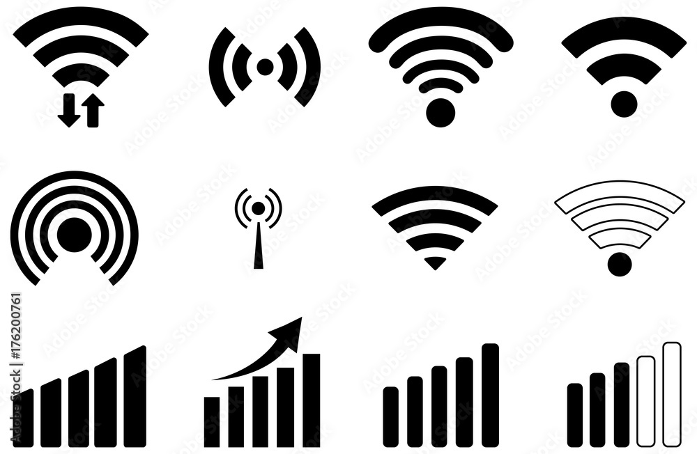 黑色wifi矢量图标包