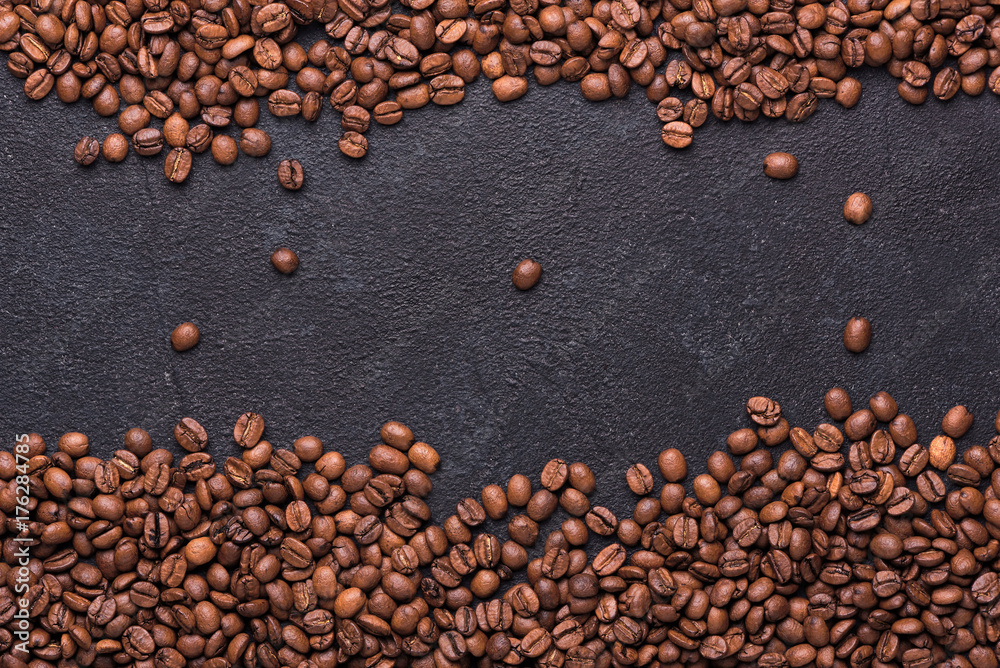 Coffe beans on black background