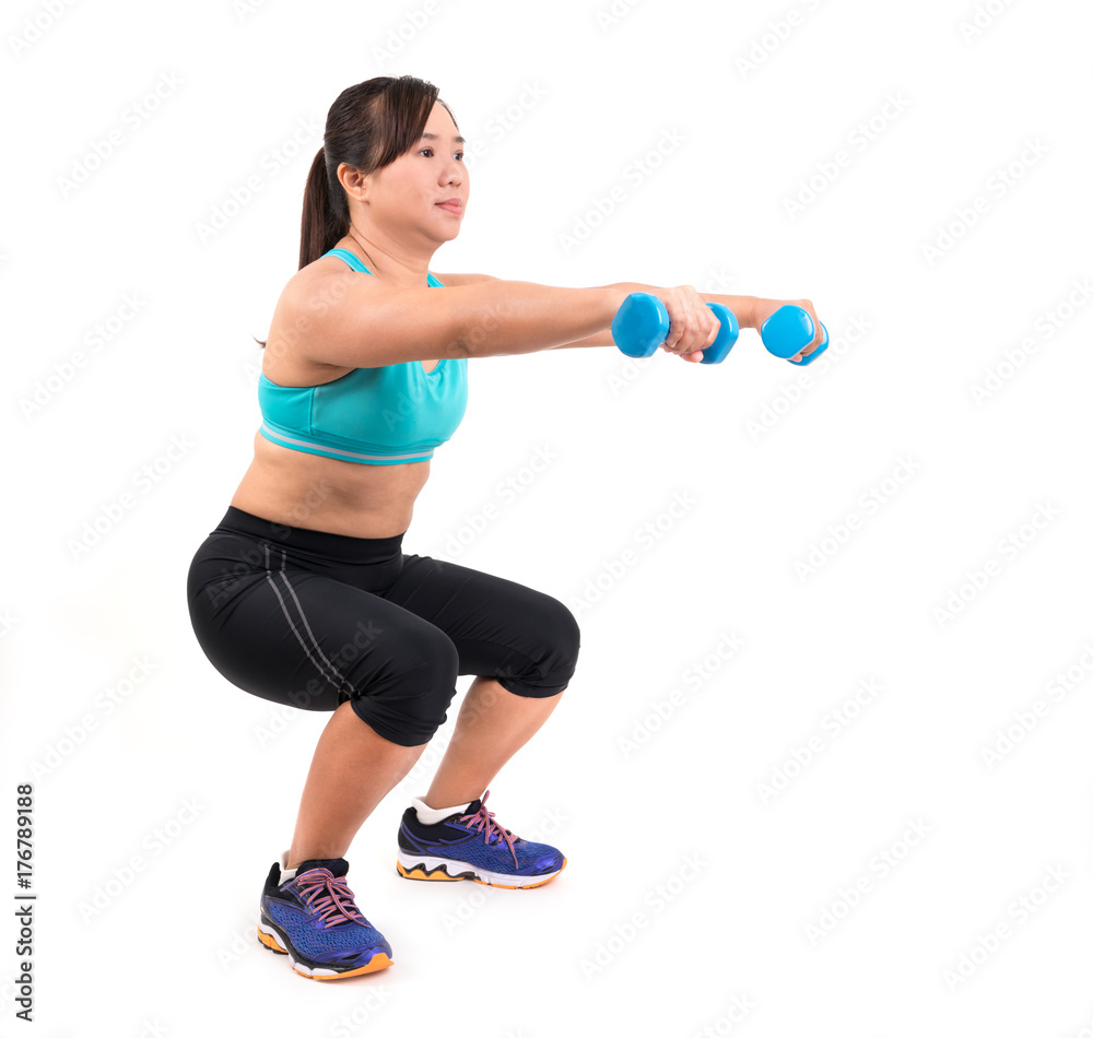 asian chubby woman exercise