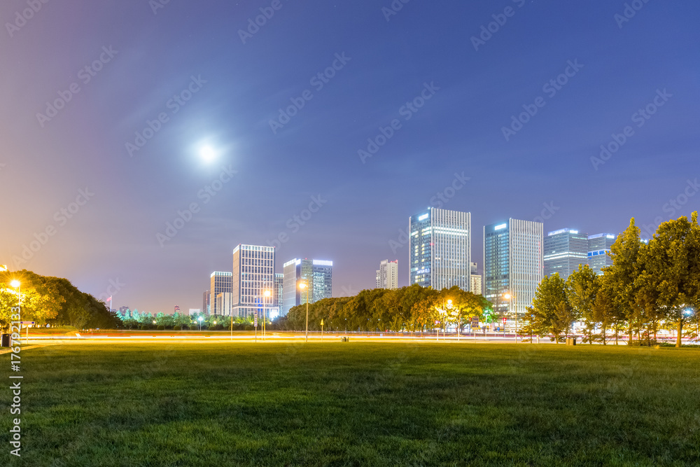 modern service district at night