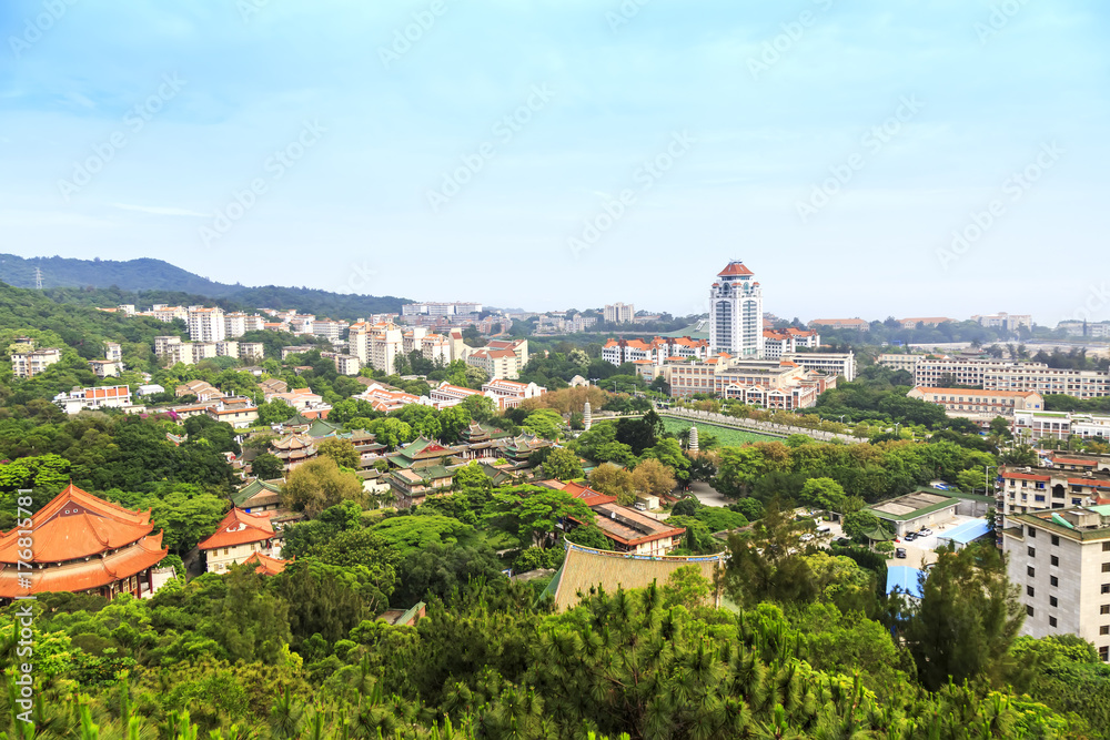 China Xiamen beautiful city building and skyline