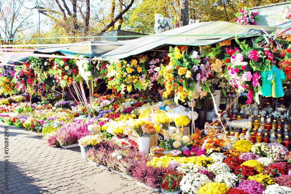 墓地里的鲜花，装饰