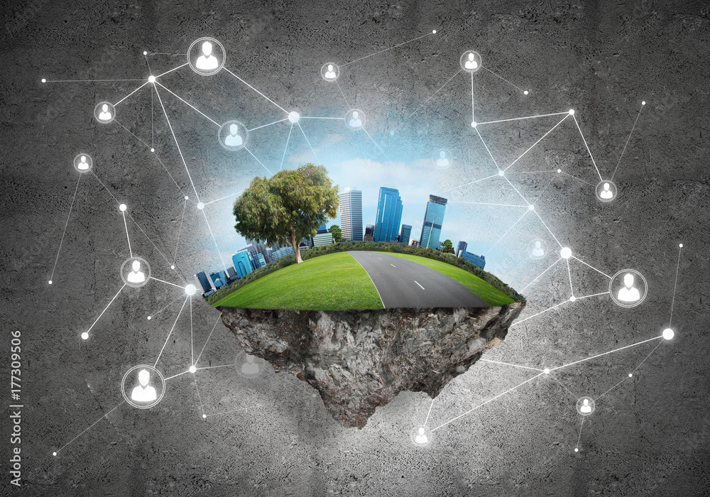 Concept of modern networking technologies and eco green construction