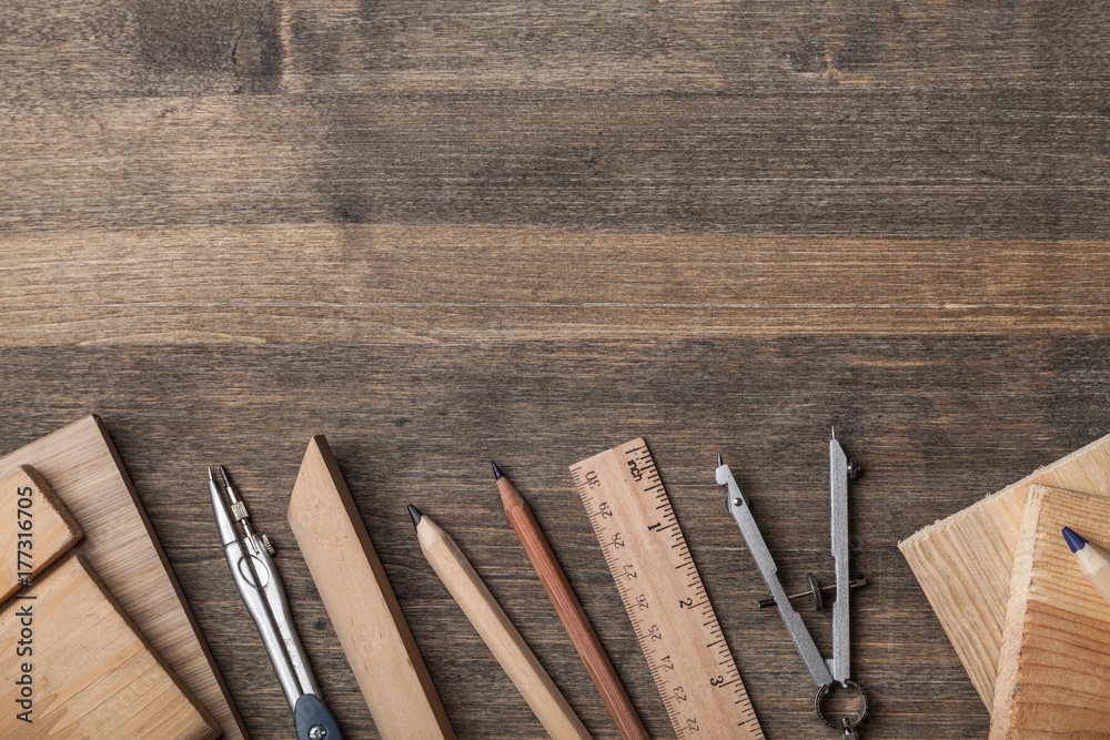 Top view of architects table.