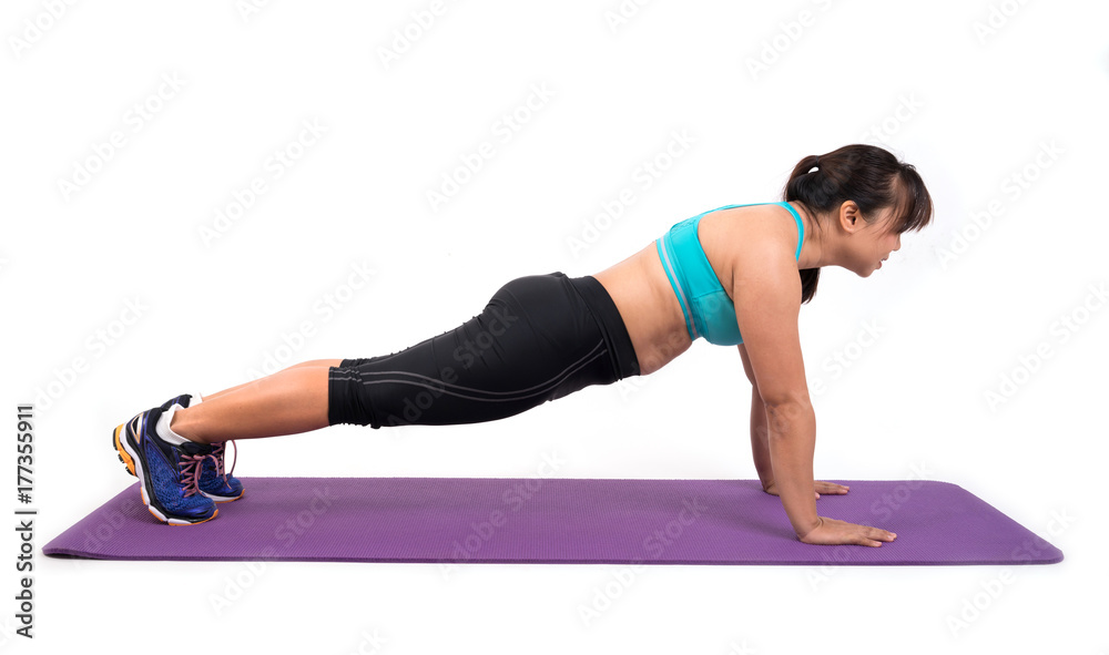 chubby woman doing fitness