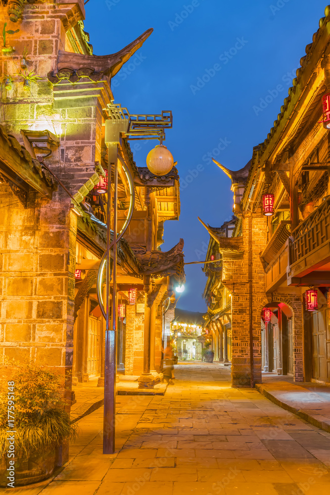 Night scene of Sichuan ancient town