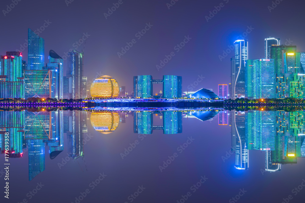 杭州CBD建筑景观夜景