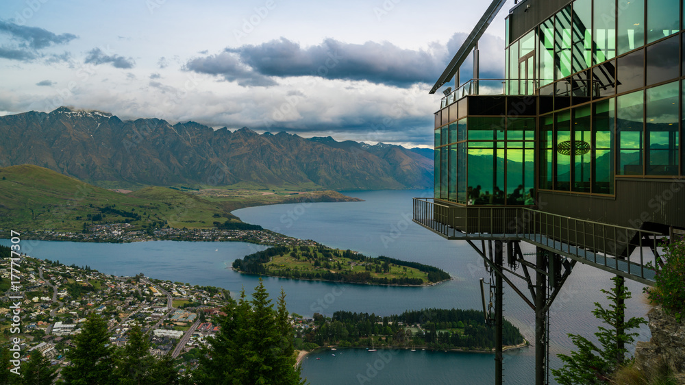 Queenstown, New Zealand in Panoramic View.