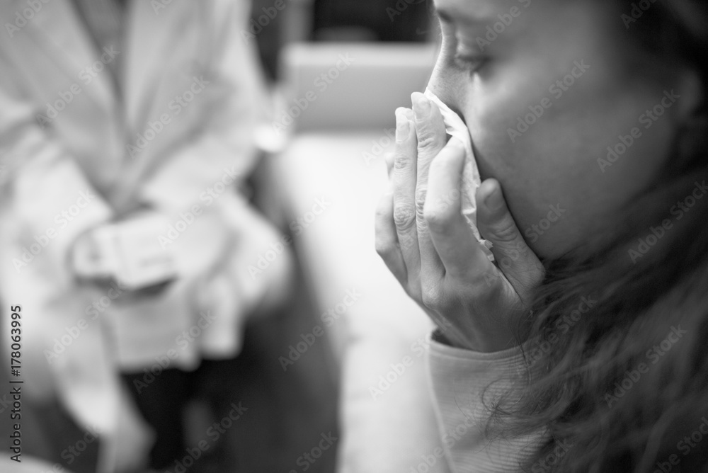 Depressed woman having a counseling session