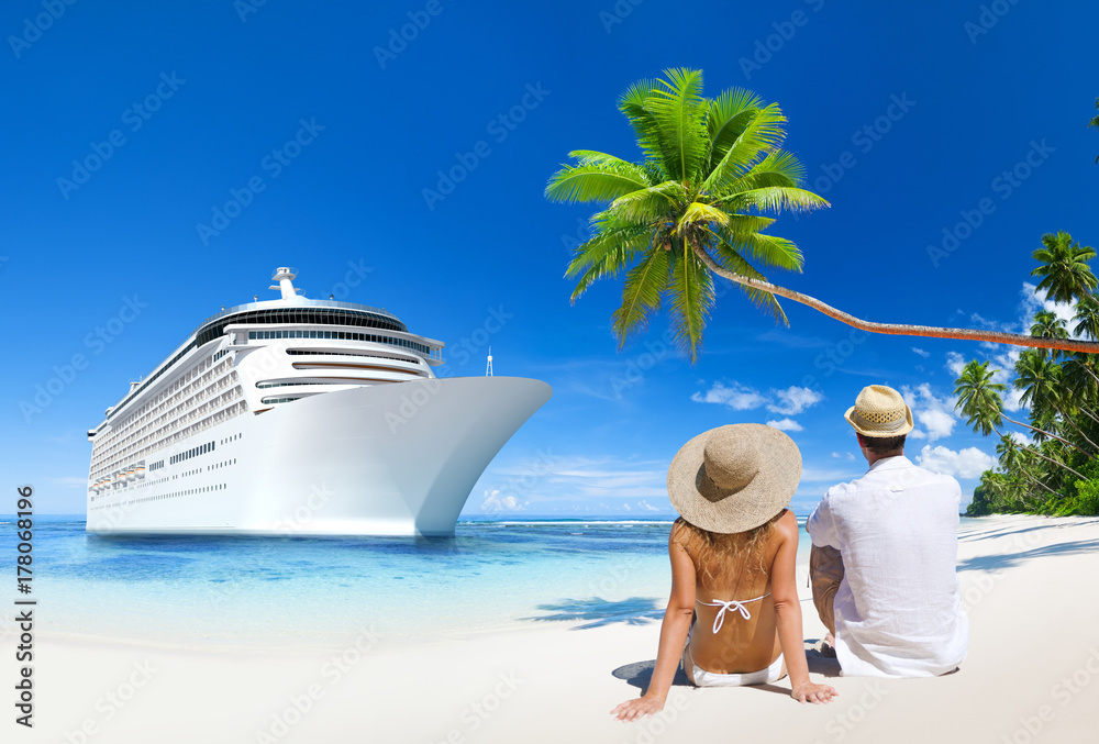 Couple relaxing at a beach in Samoa