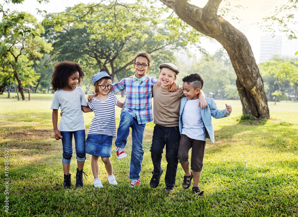 Happy kids in the park