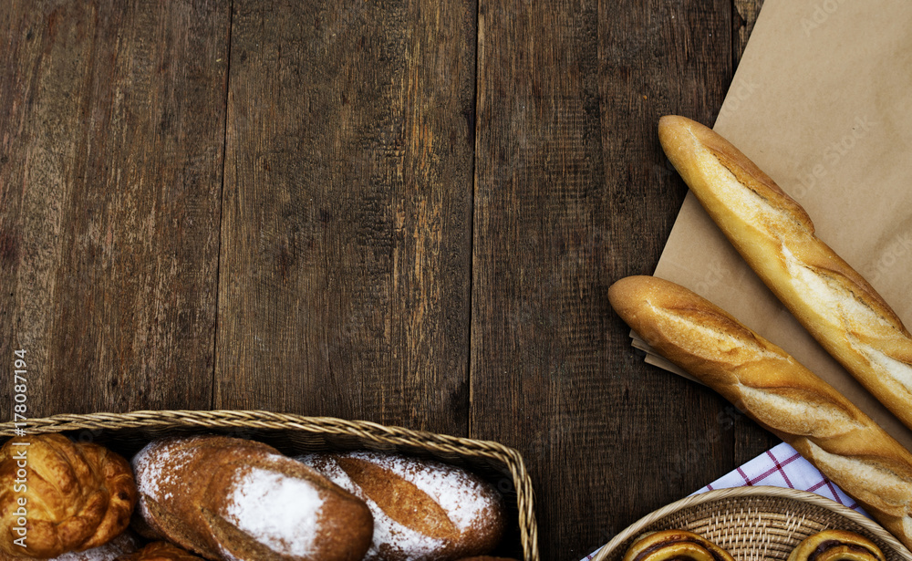 Variation of homemade baked pastry cuisine