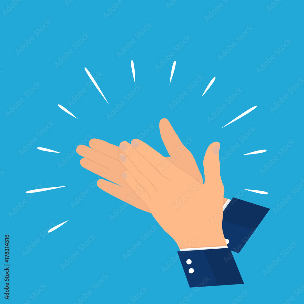 Flat. Сoncept of success Applause. Hands clapping. Vector Illustration.