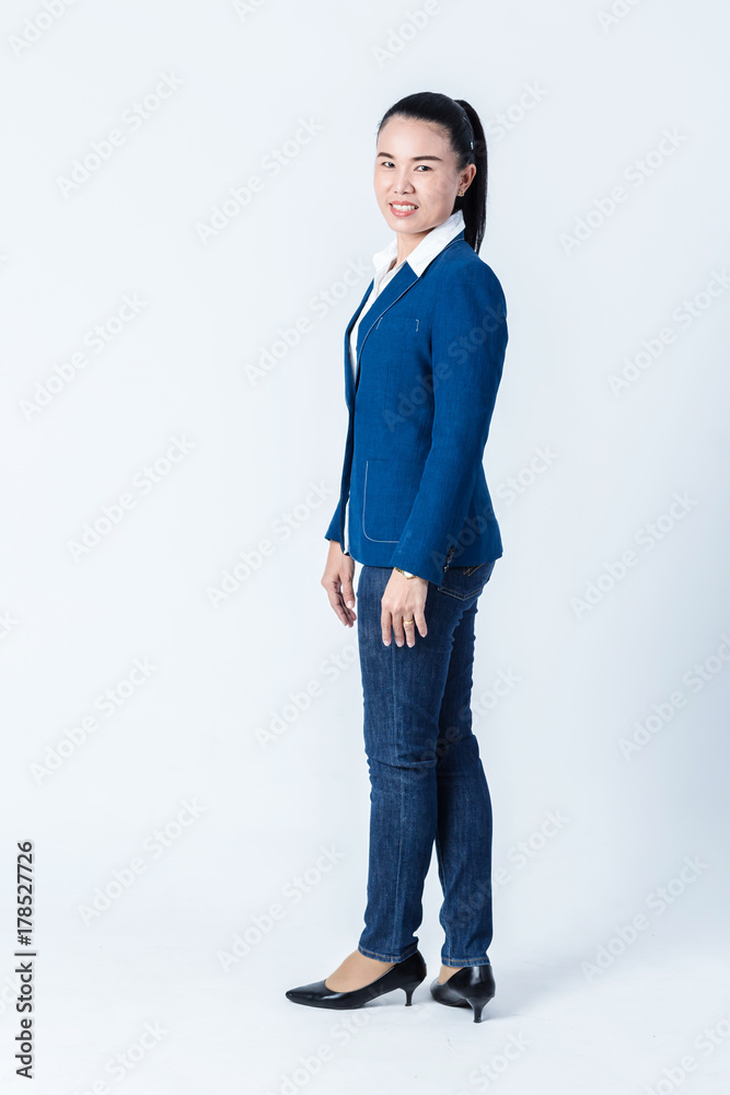 young asian businesswoman on white background