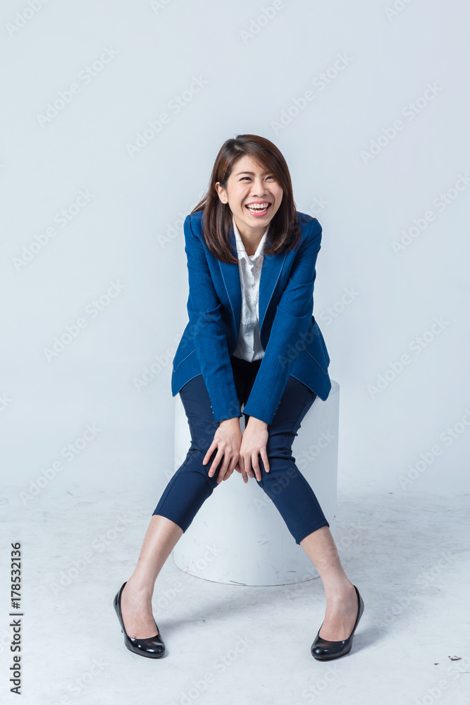 young asian businesswoman on white background