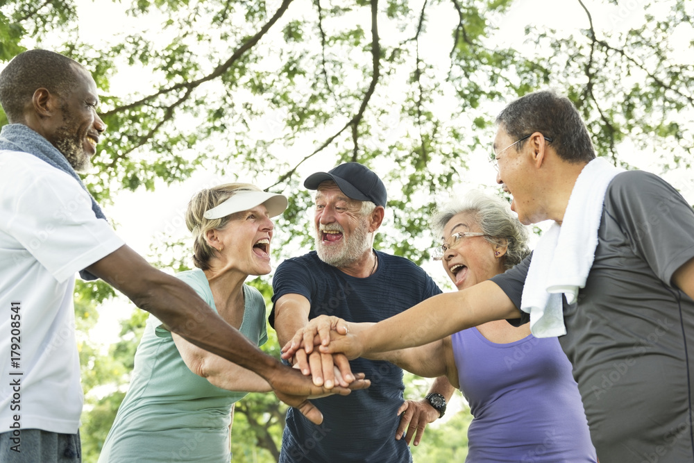 Group Of Senior Retirement Exercising Togetherness Concept