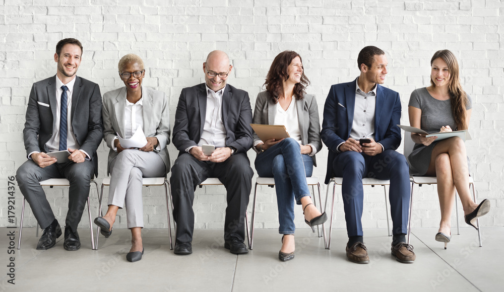 Group of diverse people are waiting for a job interview