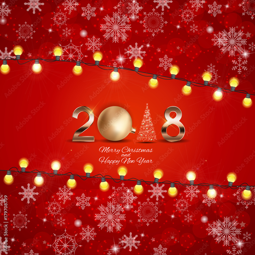 2018 New Year Background with Christmas Ball. Vector Illustration