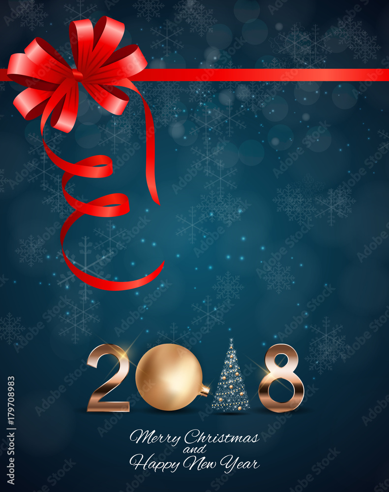 2018 New Year Background with Christmas Ball. Vector Illustration