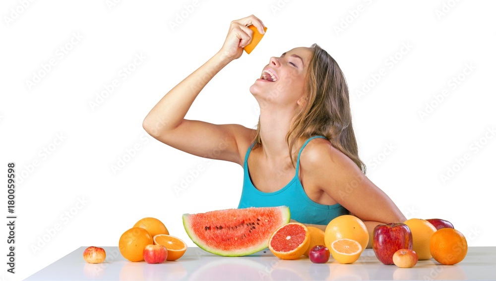 Portrait of a Woman Eating Fruits