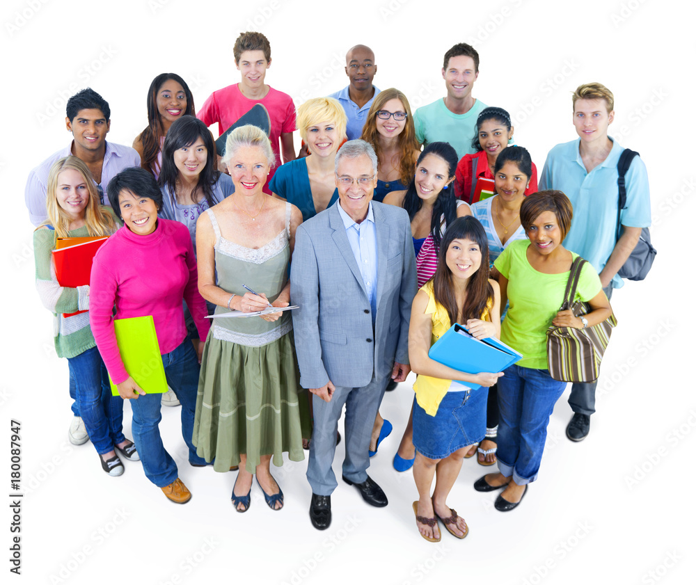 Group of happy diverse students