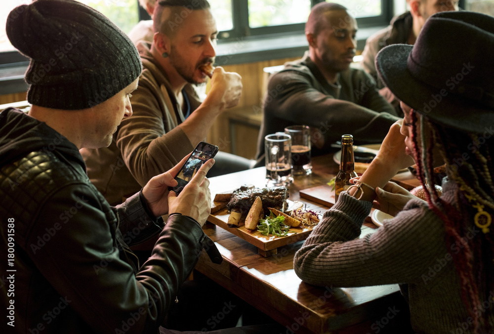 Group of friends having a great time together